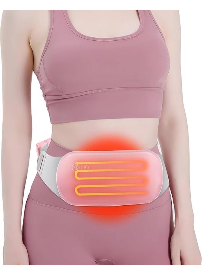 وسادة التدفئة اللاسلكية لتخفيف آلام الدورة الشهرية (لون وردي) - حزام كهربائي لراحة البطن والظهر - 3 مستويات حرارة و4 وضعيات مساج - قابل للشحن USB لتسكين آلام المعدة وتشنجات الدورة - Image 3